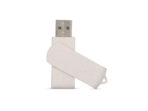 Pamięć USB TWISTO ECO 32 GB ze słomy pszennej w kolorze beżowym – ekologiczny pendrive reklamowy z możliwością nadruku logo.