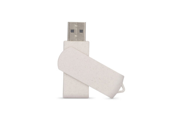 Pamięć USB TWISTO ECO 32 GB ze słomy pszennej w kolorze beżowym – ekologiczny pendrive reklamowy z możliwością nadruku logo.